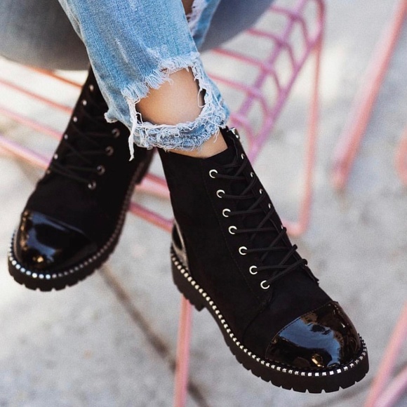 BAMBOO Shoes - SZ 10 Lace Up Combat Military Ankle Boot Booties